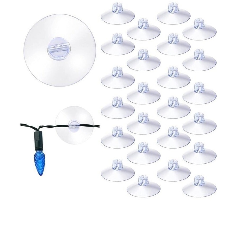 Sieral 25 Pieces Christmas Light Suction Cups Mini Light String Heavy Duty Hooks